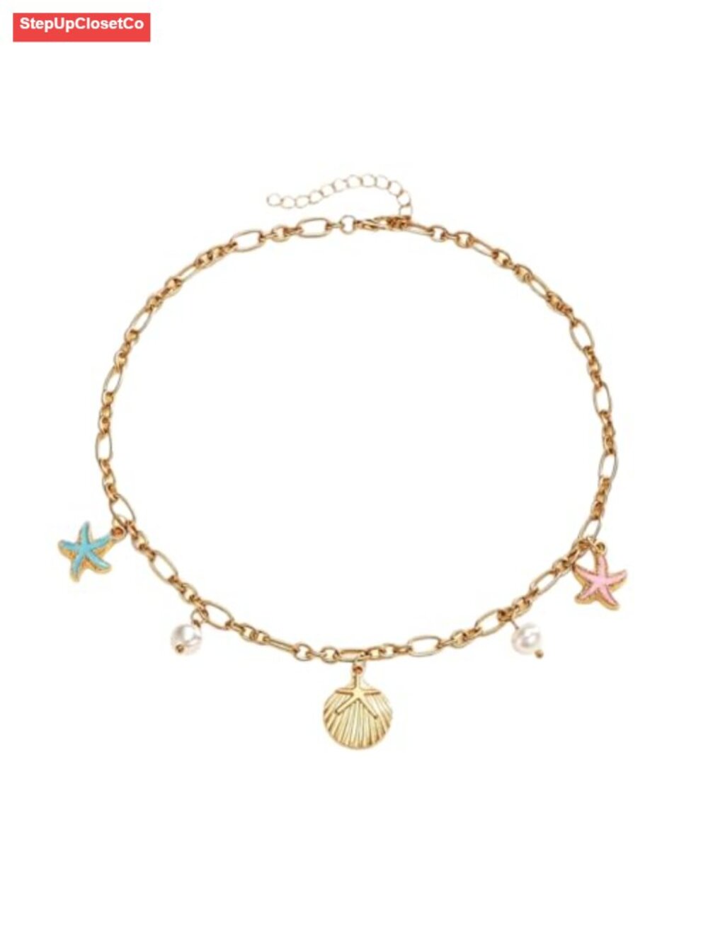 Starfish Shell Necklace Boho Pearl Pendant Charm Gold Beach Jewelry Gift
